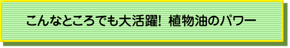 こんなところでも大活躍!植物油のパワー