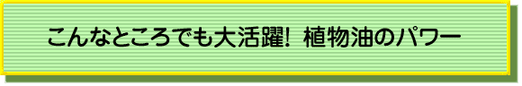 こんなところでも大活躍！植物油のパワー