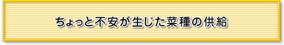 ちょっと不安が生じた菜種の供給