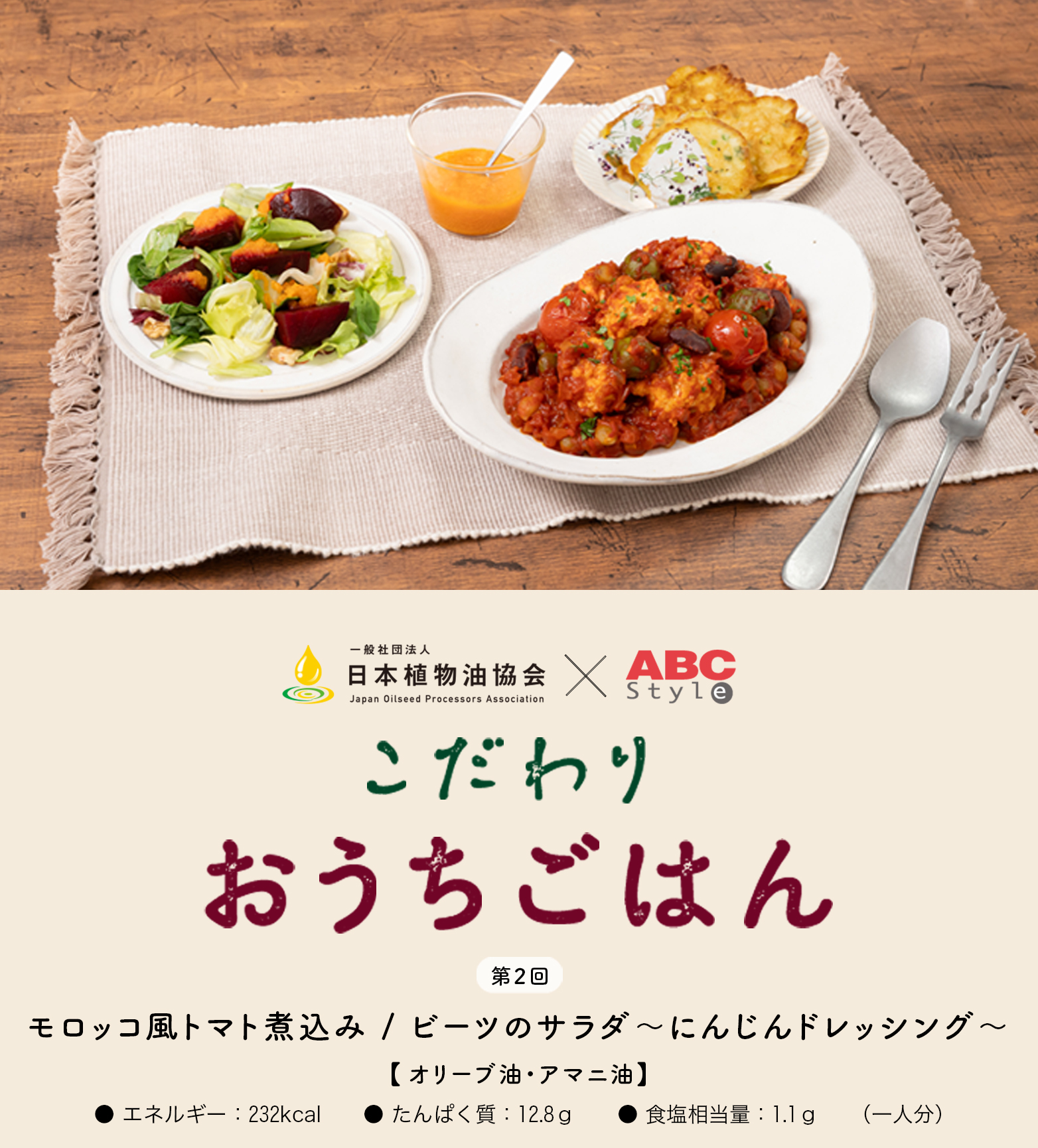 第2回　モロッコ風トマト煮込み（オリーブ油・アマニ油）